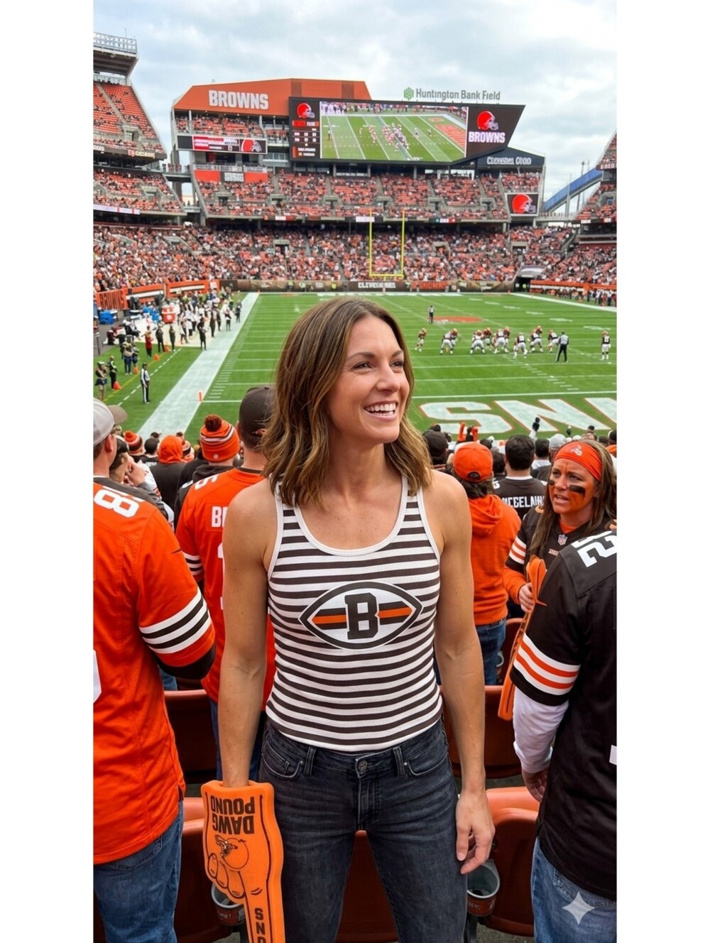 NFL Team Apparel Cleveland Browns Woman's Striped Tank Top